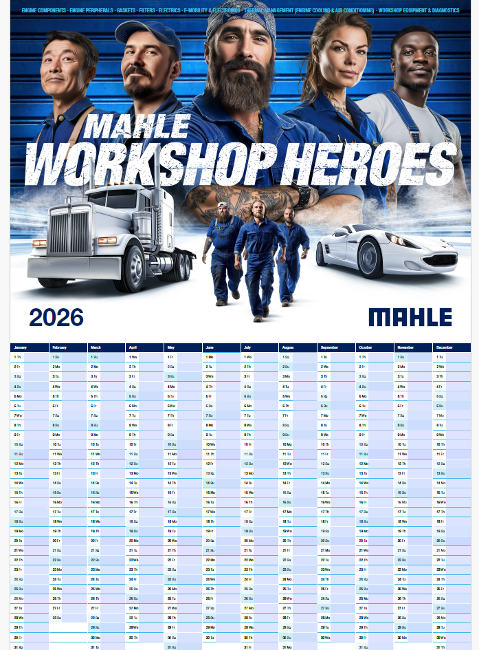 Digital annual wall calendar Workshop Heroes 2026 - Free download file 