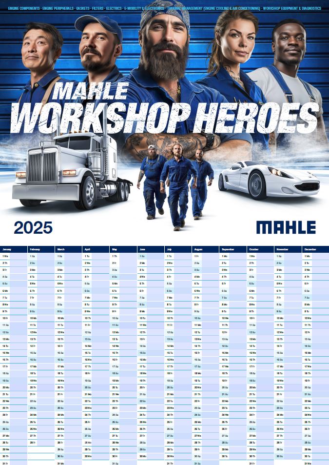 Digital annual wall calendar Workshop Heroes 2025 - Free download file 